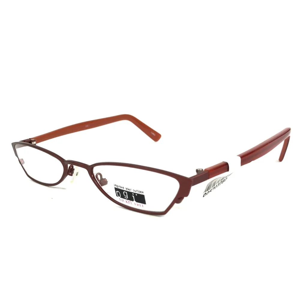 ogi Petite Eyeglasses Frames 9019 COL. 61 Burnt Orange Cat Eye 48-18-135
